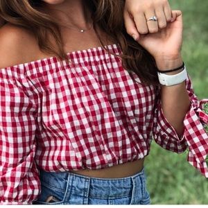 Red Checkered Crop Top